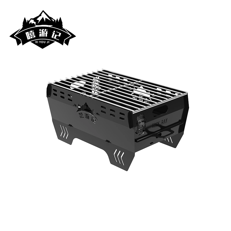 Multifunctional Stove, 304 Stainless Steel Folding Charcoal Patio Cooker BBQ Grill