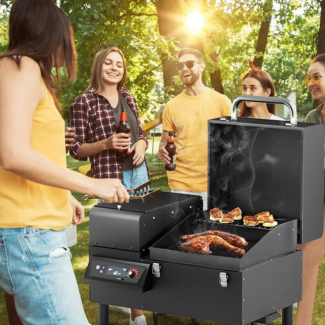 Pellet Smoker, Portable Pellet Grill, Electric Tabletop Outdoor Smokers Pellet Grill with Smart Meat Probe