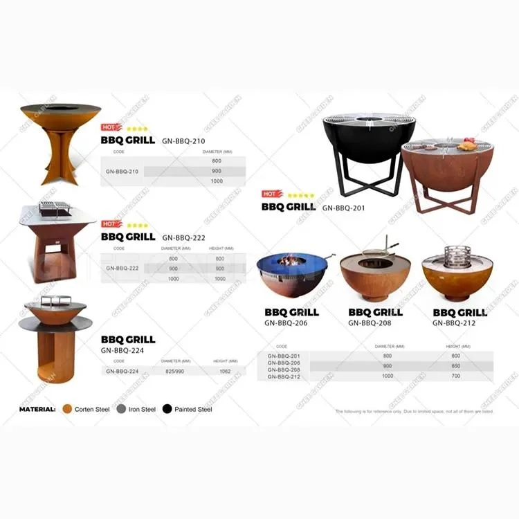 Backyard Home Corten Steel BBQ Grill Large Charcoal Grills Charcoal Barbeque Grill