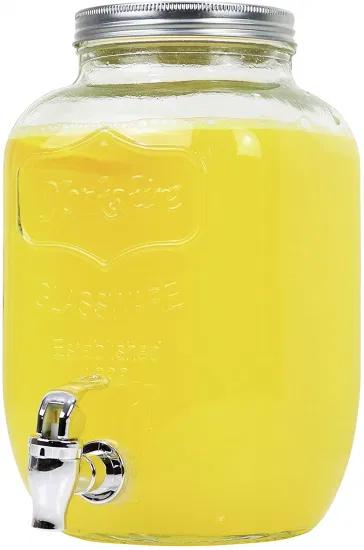 Wholesale 1gallon 4000 Ml Clear Mason Jar Beverage Dispenser with Metal Lid Faucet and Jar Holder Perfect for Beer Day Tea Coffee Cocoa Juice Fruit Cold Drinks