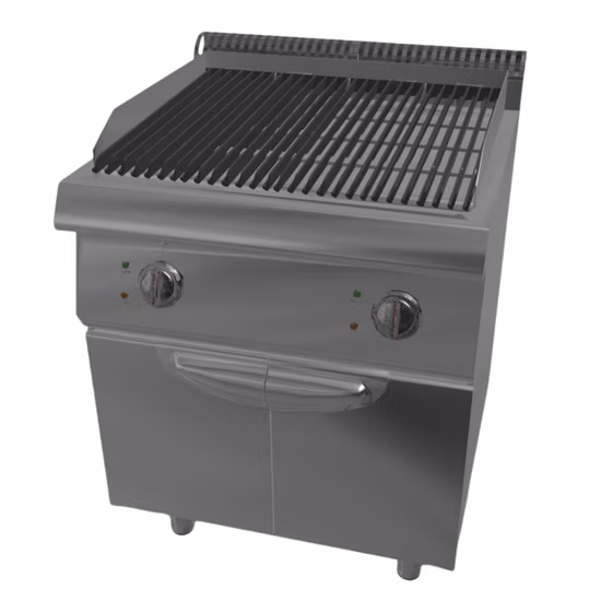 Commercial Vertical Gas Lava Rock Grill with Cabinet