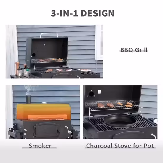 Classic Luxury Outdoor Garden Heavy Duty Grill Barbecue Trolley BBQ Charcoal Grills
