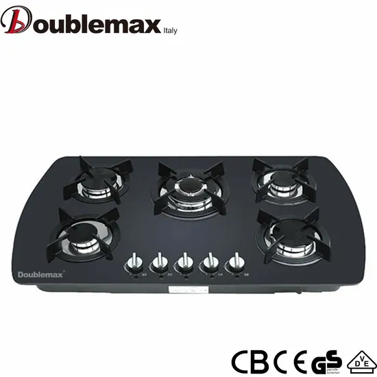 Temperred Glass 5 Burner 900mm Gas Stove