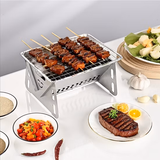 Stainless Steel Smoker BBQ Folding Portable Barbecue Charcoal Grill